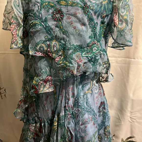 Dress, med, L’Pogee. Green with lace trim on underskirt - Picture 5 of 5